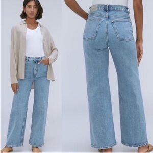 Everlane The Way High Sailor Wide Leg Cropped Denim Jeans Women’s Size 28